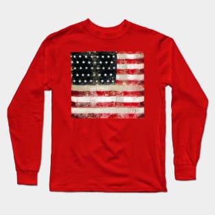 Distressed Vintage USA Flag Armed Forces 4th of July America Long Sleeve T-Shirt